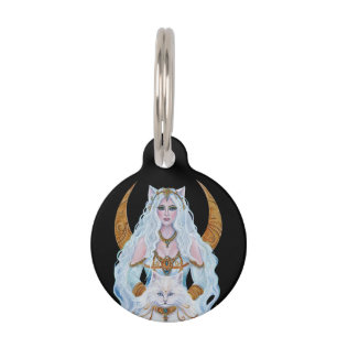 エジプトのバステット女神と猫のルネ・ラヴォワ ペット ネームタグ