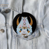 エジプトのバステット女神と猫のルネ・ラヴォワ 缶バッジ (インサイチュ)