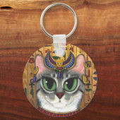 エジプトのバステット女神キャットアートキーチェーン キーホルダー (正面)