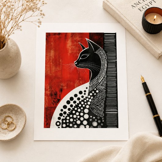 エジプトのバステト 黒猫 アート ビンテージ ゴシック ポストカード