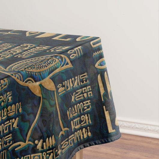 エジプトのヒエログリフおよび神-アワビおよび金ゴールド テーブルクロス (インサイチュ)