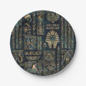 エジプトのヒエログリフおよび神-アワビおよび金ゴールド ペーパープレート (正面)