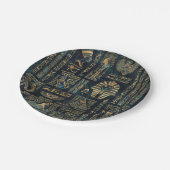 エジプトのヒエログリフおよび神-アワビおよび金ゴールド ペーパープレート (アングル)