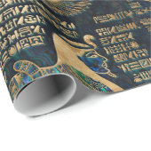 エジプトのヒエログリフおよび神-アワビおよび金ゴールド ラッピングペーパー (ロールコーナー)