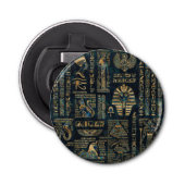 エジプトのヒエログリフおよび神-アワビおよび金ゴールド 栓抜き (正面)