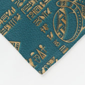 エジプトのヒエログリフおよび神-ティール(緑がかった色)の金ゴールド フリースブランケット (角)