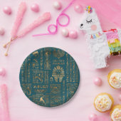 エジプトのヒエログリフおよび神-ティール（緑がかった色）の金ゴールド ペーパープレート (パーティー)