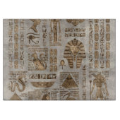 エジプトのヒエログリフおよび神-ヴィンテージの金ゴールド カッティングボード (正面)