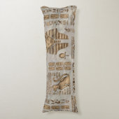 エジプトのヒエログリフおよび神-ヴィンテージの金ゴールド ボディピロー (正面縦)