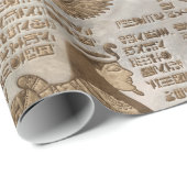 エジプトのヒエログリフおよび神-ヴィンテージの金ゴールド ラッピングペーパー (ロールコーナー)