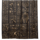 エジプトのヒエログリフおよび神-木の金ゴールド シャワーカーテン (正面)