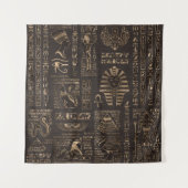 エジプトのヒエログリフおよび神-木の金ゴールド タペストリー (正面)