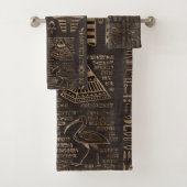 エジプトのヒエログリフおよび神-木の金ゴールド バスタオルセット (インサイチュ)