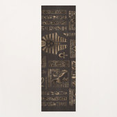 エジプトのヒエログリフおよび神-木の金ゴールド ヨガマット (正面)