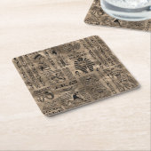 エジプトのヒエログリフおよび神-贅沢な金ゴールド スクエアペーパーコースター (アングル)