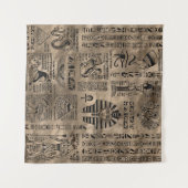 エジプトのヒエログリフおよび神-贅沢な金ゴールド タペストリー (正面(横))