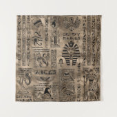 エジプトのヒエログリフおよび神-贅沢な金ゴールド タペストリー (正面)