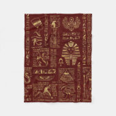 エジプトのヒエログリフおよび記号の赤の革 フリースブランケット (正面)