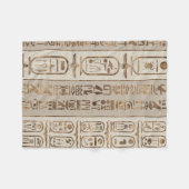 エジプトのヒエログリフのパステルの金ゴールド フリースブランケット (正面(横))