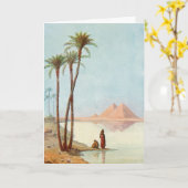 エジプトのピラミッドおめでとう カード (黄色い花)