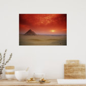 エジプトのピラミッドが石段を抜ける ポスター (キッチン)