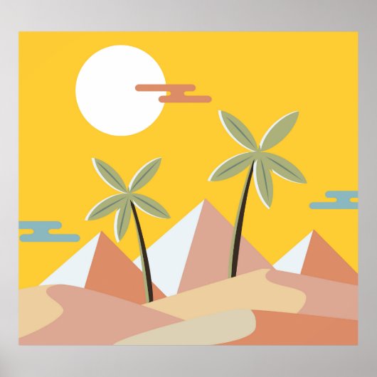 エジプトのピラミッドの夕日:ヴィンテージシーン ポスター (正面)