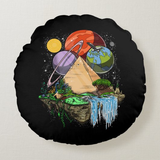 エジプトのピラミッドの宇宙人の古代陰謀 ラウンドクッション (正面)