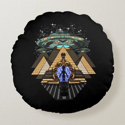 エジプトのピラミッドエイリアン宇宙アヌンナキ陰謀 ラウンドクッション (正面)