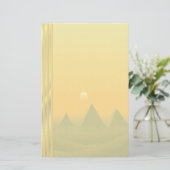 エジプトのピラミッド及び日の出-ライン無し 便箋 (スタンド正面)