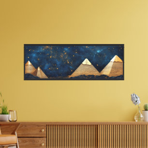 エジプトのピラミッド夜空ウォールアート – Cosmic Civi キャンバスプリント
