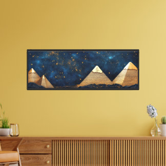 エジプトのピラミッド夜空ウォールアート – Cosmic Civi キャンバスプリント