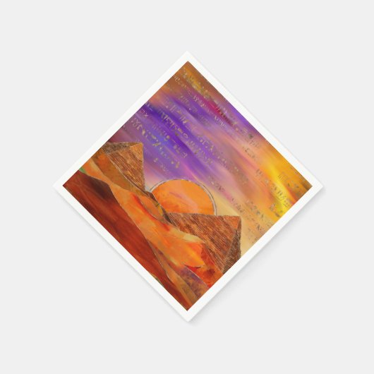 エジプトのピラミッド抽象芸術景観ミックスメディア スタンダードカクテルナプキン (角)