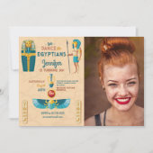 エジプトのピラミッド誕生日ファラオ写真 招待状 (正面)