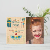 エジプトのピラミッド誕生日ファラオ写真 招待状 (スタンド正面)