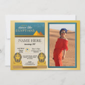 エジプトのピラミッド誕生日金ゴールドファラオ写真 招待状 (正面)