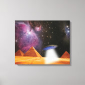 エジプトのピラミッドGiza Meets宇宙とUFO キャンバスプリント (正面)