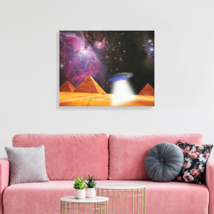 エジプトのピラミッドGiza Meets宇宙とUFO キャンバスプリント