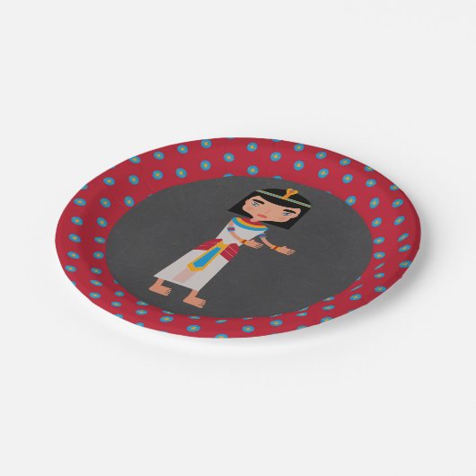 エジプトのファラオのダンスの子供の誕生日のパーティー ペーパープレート (アングル)