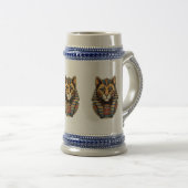 エジプトのファラオ猫マグカップ - 古代エジプトの猫アート ビールジョッキ (正面右)