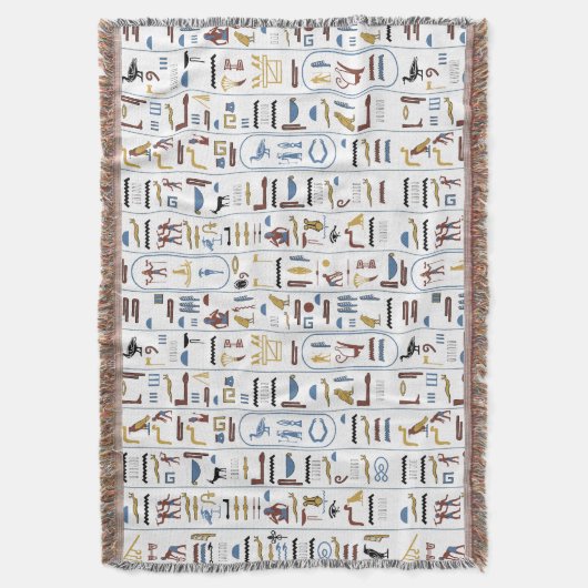 エジプトのファラオ絵文字 スローブランケット (正面縦)