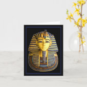 エジプトのファラオ、金ゴールドマスク、トゥタンカームン王 カード (黄色い花)
