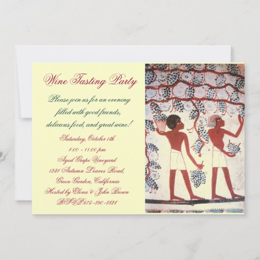 エジプトのブドウ畑 ワインタスティングパーティー 招待状 (裏面)