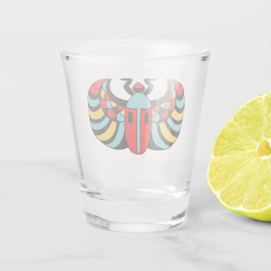 エジプトのブラックスカラブカブトムシカラフルパターン ショットグラス (裏面)