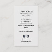 エジプトのベリーダンサーウォーターカラーシルバー 名刺 (裏面)