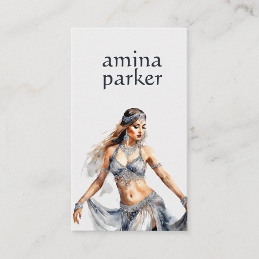 エジプトのベリーダンサーウォーターカラーシルバー 名刺 (正面)