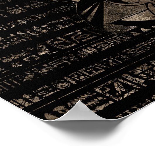 エジプトのホルス – ヴィンテージ金ゴールドオン黒 ポスター (角)