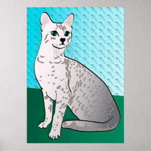 エジプトのマウ猫 – アクアの背景 ポスター