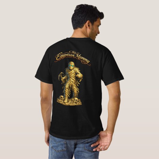 エジプトのミイラ 発光する目 戦士 ダーク Tシャツ (裏面フル)