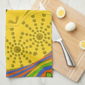 エジプトのモチーフプリント市松模様にフレームデザイン キッチンタオル (四つ折り)