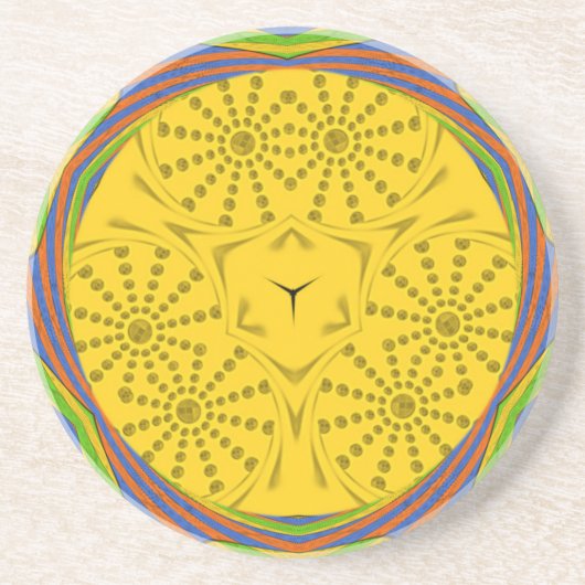 エジプトのモチーフプリント市松模様にフレームデザイン コースター (正面)